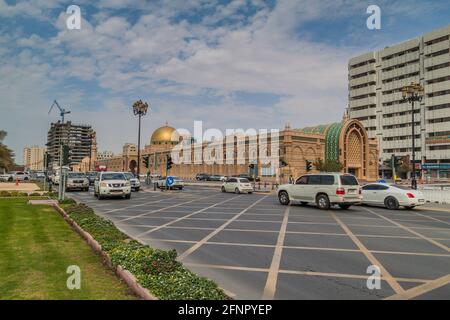 SHARJAH, VAE - 11. MÄRZ 2017: Gebäude des Sharjah Museums für Islamische Zivilisation. Stockfoto