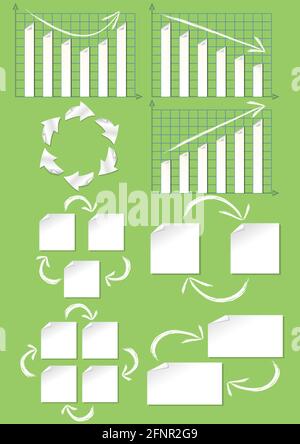 Eine Reihe von Präsentations-Infografik-Elementen im Schneidepapierdesign Mit Grunge-Pfeilen Stock Vektor