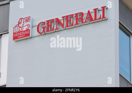 St. Gallen, Schweiz - 14. April 2021 : Generali Insurance Company unterzeichnet ein Gebäude in St. Gallen, Schweiz. Generali ist einer der zehn großen Stockfoto