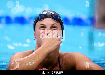 BUDAPEST, UNGARN - 18. MAI: Arianna Castiglioni aus Italien während der len-Schwimmeuropameisterschaft in der Duna Arena am 18. Mai 2021 in Budapest, Ungarn (Foto: Marcel ter Bals/Orange Picles) Stockfoto