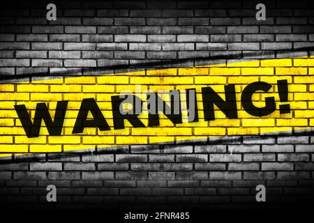 Abstrakt Warnung Hintergrund Wanddesign modernes Banner. Neuer Hintergrund für das Konzept „Gelbe grobe Warnung“ Stockfoto