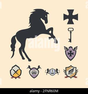 Acht Wappen Stock Vektor
