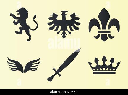 Sechs Embleme Silhouetten Stock Vektor