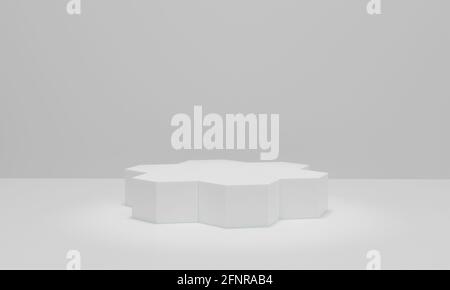 3d-Rendering. Weißes Podium minimaler Szenenhintergrund. Leerer Platz für das Anzeigeprodukt. Stockfoto