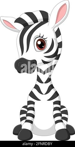 Cartoon lustige Baby Zebra sitzen Stock Vektor