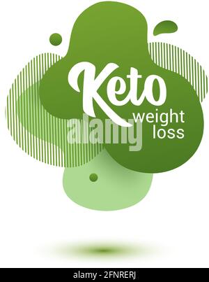 „Keto“-Abzeichen. Grüne Amöbe Design Aufkleber für Keto Diät-Menü, Poster, Flyer. Stock Vektor