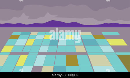 WPA-Plakatkunst eines Separationsteich an einem Lithium Extraktion Mine mit Bergen im Hintergrund in Works-Projekt durchgeführt Verwaltung oder Bundeskunstproj Stock Vektor