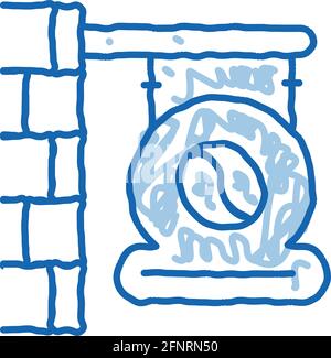 Kaffeecafe Namensschild Doodle-Symbol Handgezeichnete Illustration Stock Vektor