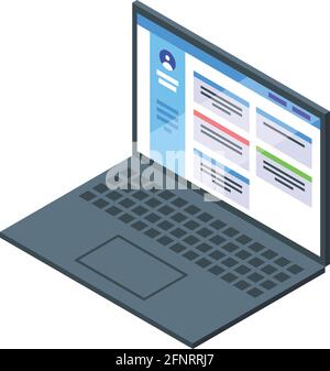 Laptop-Symbol für elektronische Patientenkarte. Isometrisches Vektor-Symbol der elektronischen Patientenkarte für Laptops für Webdesign auf weißem Hintergrund isoliert Stock Vektor