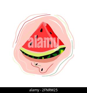 Wassermelone-Symbol, saftige Wassermelone in Scheiben, Sommer. Stockfoto