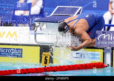 BUDAPEST, UNGARN - MAI 17: Ranomi Kromowidjojo aus den Niederlanden tritt beim Frauen 50m Freistil Preliminary während der len European Aquatics C an Stockfoto