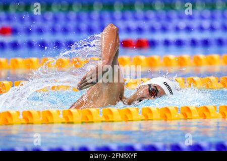 BUDAPEST, UNGARN - MAI 17: Dimitrios Markos aus Griechenland tritt beim Men 400m Freestyle Preliminary während der len Schwimmeuropameisterschaften an Stockfoto