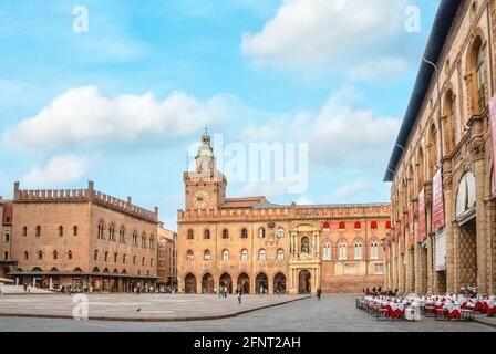 Piazza Maggiore in Bologna, Emilia-Romagna, Italien Stockfoto