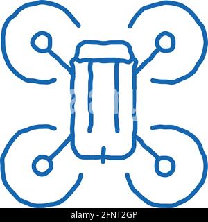 Drohne fliegendes Spielzeug Doodle Symbol handgezeichnete Illustration Stock Vektor