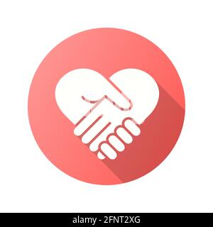 Hilfesymbol. Einfache Illustration mit langem Schatten isoliert für Grafik- und Webdesign. Stock Vektor