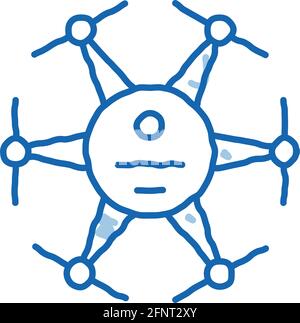 Drohne elektronische Luft Spielzeug Doodle Symbol handgezeichnete Illustration Stock Vektor