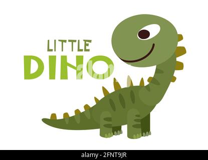 Baby Dinosaurier. Das isolierte Objekt auf weißem Hintergrund. Fröhlich freundlich Tier Baby Dino. Cartoons im flachen Stil. Prähistorisches Reptil. Lustig Stock Vektor