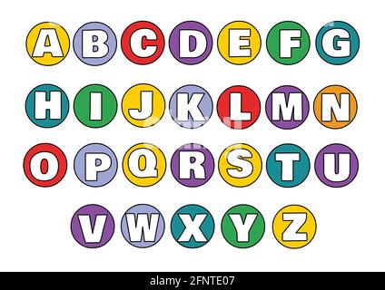Bunte Alphabet Satz Illustration Vektor isoliert Stock Vektor