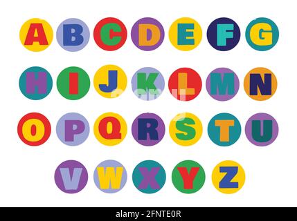 Bunte flache Stil Alphabet Satz Illustration Vektor isoliert Stock Vektor