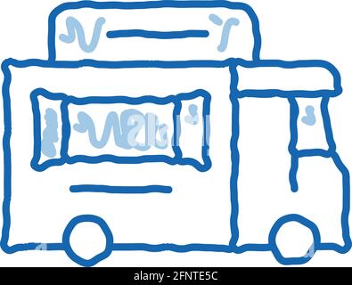 Street Food van auf Rädern Doodle Symbol handgezeichnete Illustration Stock Vektor