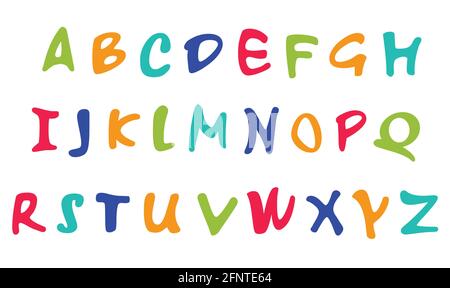 Bunte Buchstaben Vektor-Alphabet auf weißem Hintergrund gesetzt Stock Vektor