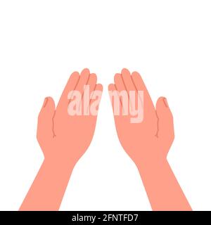 Handflächen, Handsymbol isoliert auf weißem Hintergrund, Abbildung. Stockfoto