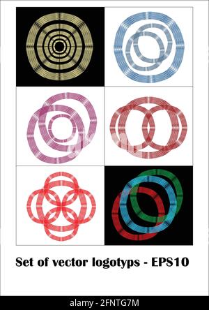 Satz Logos im Metallic-Drahtdesign, leicht bearbeitbare Farben, eps 10 Vektor Stock Vektor