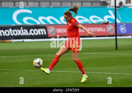 Newport, Wales. 22. Oktober 2020. Kayleigh Green of Wales Frauen in Aktion während des UEFA Women's European Championship 2020 Qualifying Group C Match zwischen Wales und den Frauen auf den Färöer-Inseln bei der Rodney Parade in Newport, Wales, Großbritannien am 22. Oktober 2020. Quelle: Duncan Thomas/Majestic Media. Stockfoto