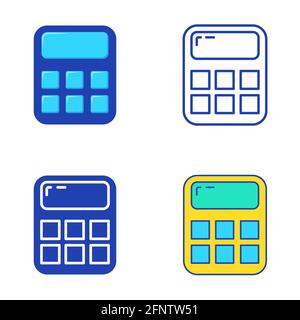 Taschenrechner-Symbol in flacher und linischer Ausführung. Symbol für mathematische Zählung. Vektorgrafik. Stock Vektor