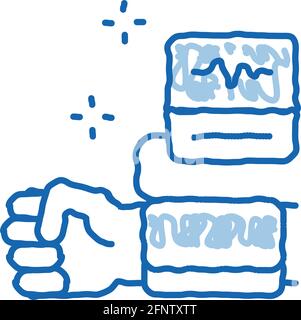 Blutdruckmessung Doodle-Symbol Handgezeichnete Abbildung Stock Vektor