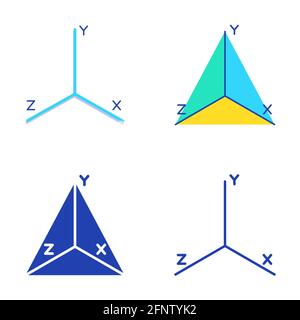 Symbol für Koordinatensystem in flacher und liniger Form. Symbol für mathematische Grafik. Vektorgrafik. Stock Vektor