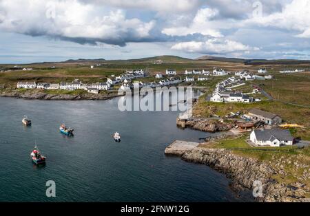 Luftaufnahme des Dorfes Portnahaven an der Westküste von islay, Inner Hebrides, Schottland. Stockfoto