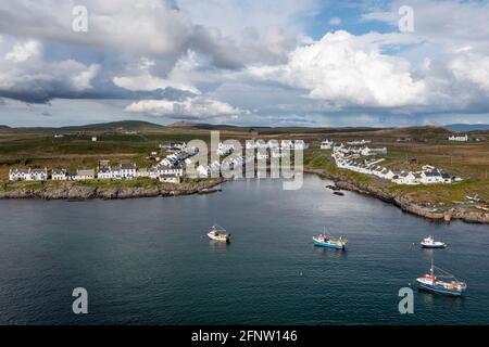 Luftaufnahme des Dorfes Portnahaven an der Westküste von islay, Inner Hebrides, Schottland. Stockfoto