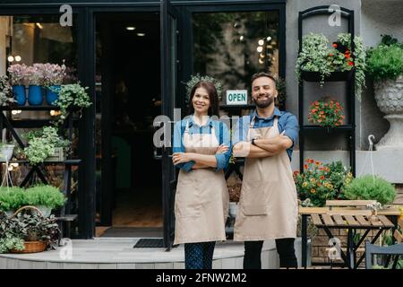 Blumengeschäft Startup, kleine Unternehmen und Eröffnung Geschäft Stockfoto