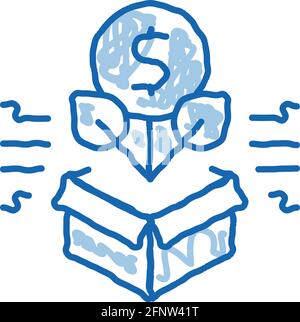 Geldbaum wächst Doodle Symbol handgezeichnete Illustration Stock Vektor