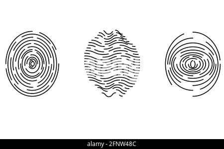 Fingerabdruck-Symbole gesetzt, isolierte Identifizierung Stock Vektor