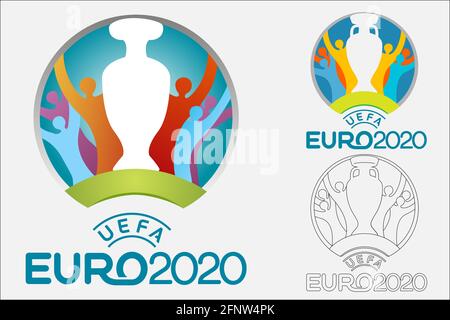 EURO 2020 UEFA European Championship Logo-Set. Stock Vektor
