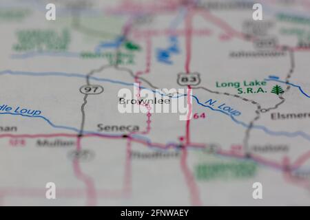 Brownlee Nebraska USA auf einer geografischen Karte oder Straße angezeigt Karte Stockfoto