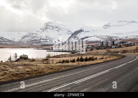 Reydarfjordur, Island - Drehort für die TV-Serie Fortitude, Stockfoto