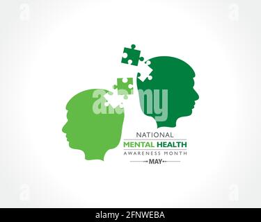 Vektor-Illustration des National Mental Health Awareness Month, beobachtet im Mai. Stock Vektor