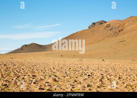 Astronaut in der Landschaft des Mars, Island Stockfoto