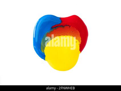 Rote, gelbe und blaue Acrylfarbe Stockfoto