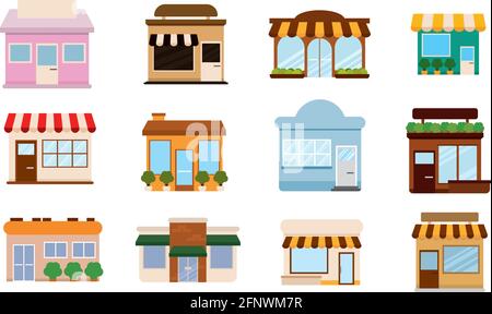 Satz von Shop-Gebäude Symbole Store-Struktur Vektor Stock Vektor