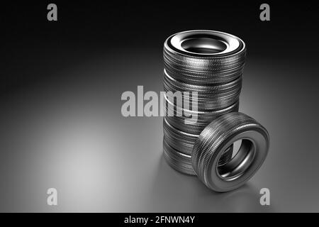 Neue winterreifen mit einem modernen Lauffläche auf dem schwarzen Hintergrund Stockfoto