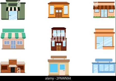 Satz von Shop-Gebäude Symbole Store-Struktur Vektor Stock Vektor