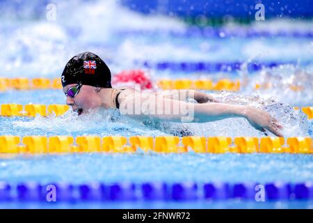 BUDAPEST, UNGARN - 19. MAI: Laura Kathleen Stephens aus Großbritannien tritt beim Women 200m Butterfly Preliminary während der LEN European Aquatics Championships Schwimmen in der Duna Arena am 19. Mai 2021 in Budapest, Ungarn an (Foto von Marcel ter Bals/Orange Picics) Credit: Orange Pics BV/Alamy Live News Stockfoto