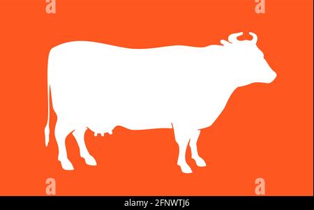 Kuhsilhouette. Isolierte Kuhsilhouette. Vintage Retro-Print Kuh Silhouette für Fleisch Geschäft, Fleisch Shop, Restaurant-Menü. Logo, Schildervorlage für Metzgerei. Vektorgrafik Stock Vektor