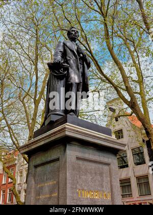 Statue Von Johan Rudolph Thorbecke Auf Dem Thorbeckeplein Amsterdam Niederlande 2018 Stockfoto