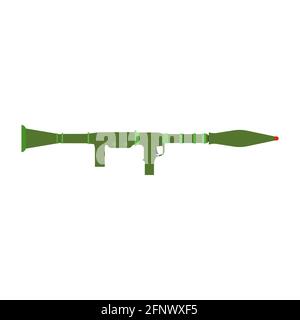 Raketenwerfer Vektor Waffe Waffe isoliert weiß. RPG Raketenwerfer Symbol Symbol Granate. Isoliertes Symbol für Waffen-Waffen-Waffen-Patronen. Kampf gegen Soldie Stock Vektor