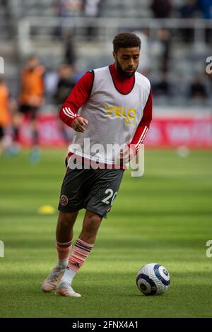 Newcastle, Großbritannien. 19. Mai 2021; St James Park, Newcastle, Tyne and Wear, England; English Premier League Football, Newcastle United gegen Sheffield United; Jayden Bogle von Sheffield United während des Warm-Up Credit: Action Plus Sports Images/Alamy Live News Stockfoto